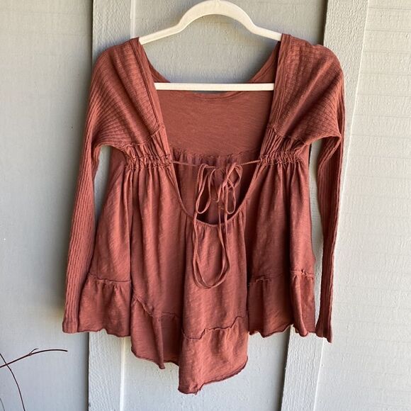NWT - Free People It's Always Been You Long Sleeve Top Tunic in Rust Size: XS - Picture 6 of 11